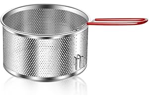 BENTFINE Passoire en acier inoxydable, passoire à pâtes en métal micro-perforé avec crochet et poignée amovible, passoire pour cuisine, frites/légumes/riz/fruits/aliments (18cm/7.09in)
