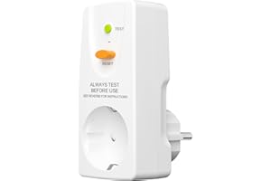 TANXIS FI Steckdose, Personenschutz-Stecker, Anti-Leckagen und Elektro-Schock, 230V/16A FI Schutzschalter Stecker, Steckdose mit FI Schutzschalter passend für Haushalt Geräte, Weiß