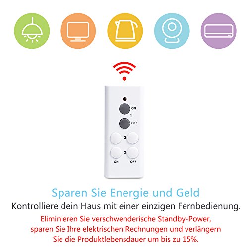 Horsky Funksteckdosen Komplett Set Basic Kit: 1 x Funksteckdose und 1x Fernbedienung mit Kontrollleuchte Plug & Play Weiß - 2