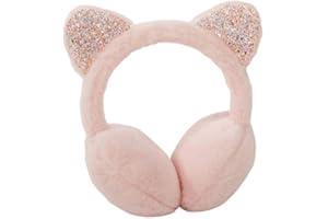 Fenical Niedliche Tier Ohrenschützer Plüsch Katzenohren Outdoor Winter wärmer Ohrenschützer Ohrenwärmer Stirnband für Mädchen Frauen (Khaki)