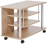 mesa tv vidrio con ruedas Bolas de cristal de plata 4 Maja 18988825 - Mueble con Ruedas para el televisor, imitación Roble, 80 x 54,5 x 40 cm