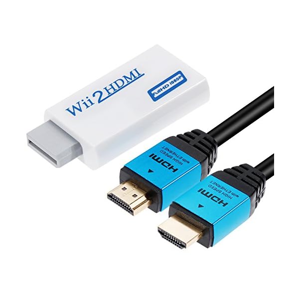 Zacro Wii Hdmi Adapter Wii Hdmi Wii zu HDMI Full HD Konverter Display Port auf Hdmi Adapter 720P 1080P HD Video Audio Ausgang mit 1 M größer Geschwindigkeit HDMI Kabel für Wii Display