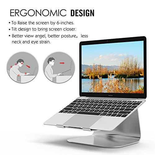 MoKo 12-17 Zoll Laptop Kühler Ständer – Universal Aluminium Notebook Cooler Desktop Halterung Kühlpad Kühlmatte für Apple MacBook, MacBook Pro, Surface Book, Laptop, Notebook, Silber - 2