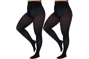 CozyWow Mallas de talla grande para mujer, resistentes a la correr 80D, suaves, color sólido, semiopacas cintura alta 1X, 2X, 3X, 4X