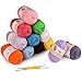 Produktbild 12 Farben Acryl Garn Bonbons Kugeln, enthält 2 Häkelnadeln - 100% Acryl Soft Worsted Gewicht Garn Stränge für Kinder Stricken Crochet & Crafts Mini Projekt - Starter Kit für bunte Handwerk (50G X 12)