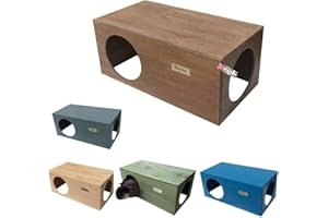 Hop Inn Rabbit Hideaway House Hideout (Oak) 60 x 30 x 25cm for Large Medium and Small Rabbits and Cats - Arrives Readymade - Built to Last - All Weather using Protek ECO Shield - Handcrafted in the UK