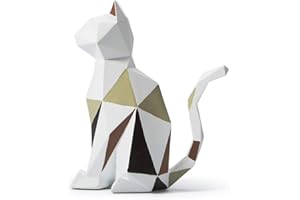 HAUCOZE Amoy-Art Gatto Scultura Statue Moderna Statuetta Decorazione Animale Figurine Regali Casa Ornamento Soprammobili Resina Arte 19cm
