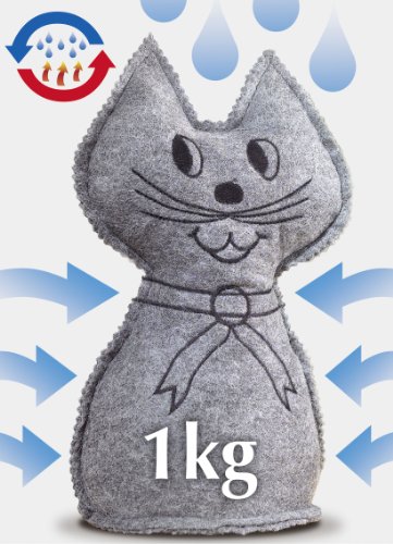 WENKO 77790500 Raumentfeuchter Katze, Kunststoff - Polyester, 12 x 27 x 13 cm, Anthrazit