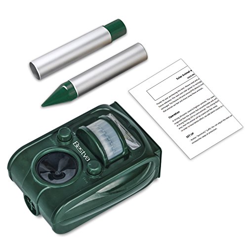 BESTVA Solar Katzenschreck wasserdichte Ultraschall Abwehr mit LED Blinklicht aufladbarer Tiervertreiber Hundeschreck Marderschreck Waschbärvertreiber mit Erdspieß im Garten und in der Garage - 9