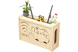 FARYODI Armadio per router in legno, pratica soluzione per nascondere il router, rack di archiviazione WiFi montato a parete, scaffale decorativo bianco creativo (36 × 24 × 11,5 cm)