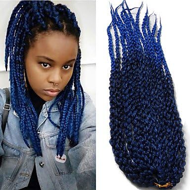 GANTA 3D Cubic Twist synthetic Crochet Braids kanekalon Hair Extensions Ombre Braiding synthetic braiding Crochet Twist Box Braids Hair Havana MamboTwist , black/blue