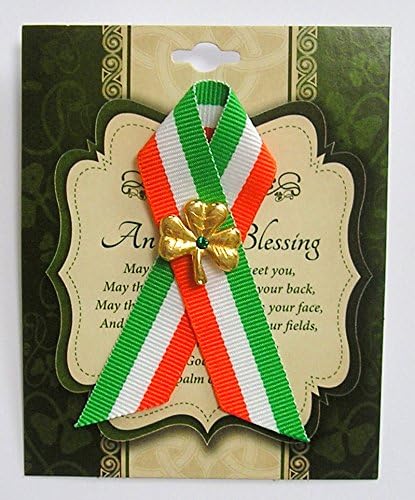 St Patrick's Day Ribbon and Lapel Pin Shamrock Saint