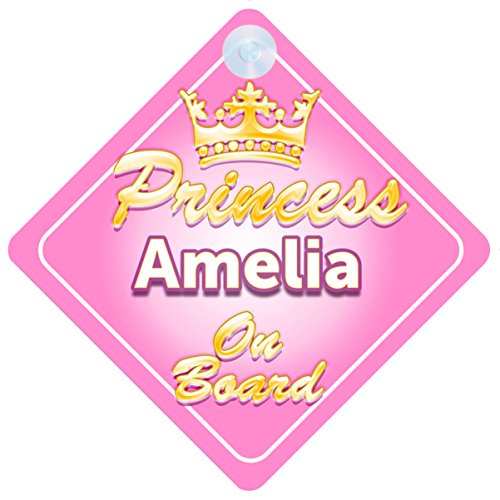 Crown Princess Amelia On Board Personalised Baby / Child Girls Car Sign