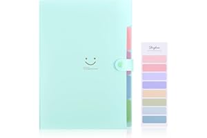 SKYDUE Document Organiser,Cute Folders for Paperwork A4,Paperwork File Organiser with 5 Pockets, Expanding File Folder File Organiser for Home Office Businesses(Green)