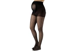 CALZITALY Collant de Maternité Voile à Pois | Collants de Grossesse Fantaisie à Pois Mode | S, M, L, XL | Noir | 20 DEN | Made in Italy