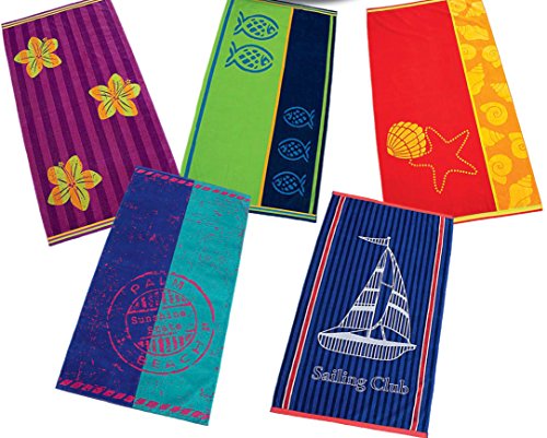 Betz Badetuch XXL Velours Strandtuch Duschtuch 100% Baumwolle Größe 86x160cm Farbe Palm Beach Stempel türkis