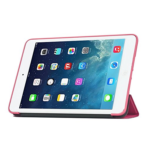 Khomo iPad Mini 1, 2, 3 Hülle Case Dunkelrosa Gehäuse mit doppelten Schutz ultra dünn und leicht, Smart Cover – Italic Dark Pink - 3