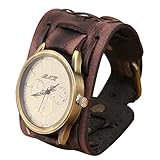 Uhren für Männer, Winkey Stil Retro-Punk Rock Braun Big breit Leder Armband Manschette Herren Armbanduhr Cool braun