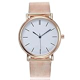 Upxiang Damenuhr Mode Edelstahlband Uhr Casual Quarz Marmorband Uhr Analog Armbanduhr (Roségold)
