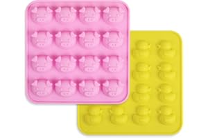 homedge Ente und Schwein-Silikonformen, Satz von 2 PCS Non-Stick Food Grade Silikonformen für Schokolade, Süßigkeiten, Gelee, Eiswürfel