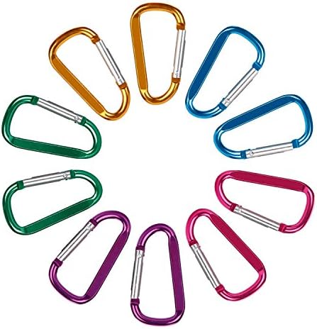 10PCS 2.5"/6CM Small Carabiner Keychain,Aluminum D Ring Mini Caribeaner Clip Hook for Home, Rv, Camping, Fishing, Hiking, Traveling