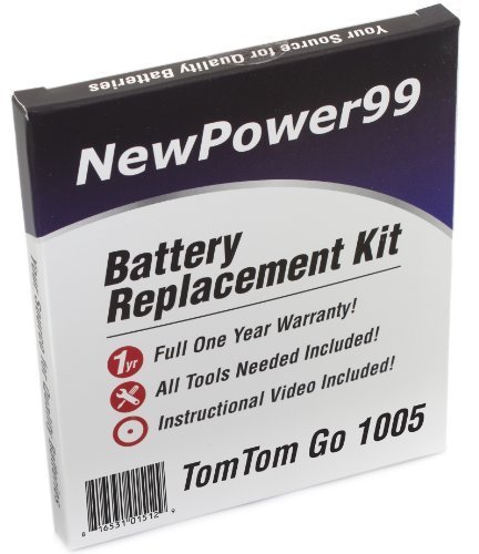 Kit de Reemplazo de la Batería para TomTom GO 1005 Serie (GO 1005, GO 1005 LIVE) GPS con Video de Instalación, Herramientas y Batería de larga duración