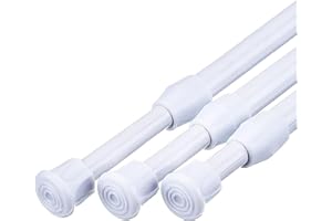 MUHOO Teleskopstange 3 Stück, Klemmstange Gardinen, Teleskopstange Vorhang, Nutzbar als Scheibengardinen Stange/Vorhangstange/DIY Regal - Weiß (62-110cm, Ø14mm)