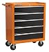 Produktbild DJM American Pro 5 Drawer Orange & Black Roll Cab Roller Cabinet Bottom Box by DJM Direct