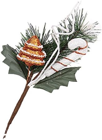 Hualing 3pcs Christmas Party Candy Cane Leaves Branches Ornaments Xmas Tree Hanging Festival Party Decoration(Bronze)
