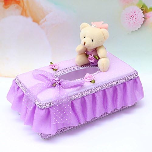 Creative living room minimalist fabrics paper-compartment of the vehicle the vehicle for tray lovely lace and cute little bear purple long Cartridge