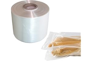 Virsus Bobina Film Poliolefina Termoretraibile, pellicola Trasparente, Monopiegata Microforata, spessore 14 My, Lunghezza 1400 Mt, per confezionare alimenti, pane (Fascia 400mm)