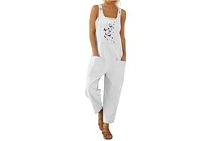 BaoDan Salopette Longue Femme Jambe Large, Combinaison Pantalon Grande Taille Rétro, Jumpsuit Salopette Femme Avec Bretelles/Bandage