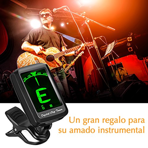 Mpow Afinador Digital Espa  ola con Clip  5 Modos para Guitarra  Ukelele Viol  n Cavaquinho y Otros Instrumentos de Cuerda  360   Pantalla LCD Grande  Incluye Pila de Bot  n
