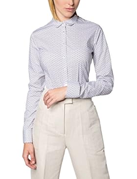 eterna Damen Bluse Slim Fit Langarm Pink Bedruckt mit Bubi-Kragen