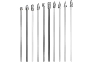 Treki 10 Stück 100mm Lang Hartmetall Frässtifte mit 3mm Schaft Wolframcarbid Fräser Fräsaufsatz für Akkuschrauber, Lang Hartmetallfräser Metallfräser Holzschnitzerei Bohrer Set für Holzarbeitung
