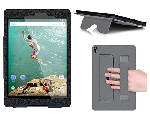rooCASE Google Nexus 9 Case – Executive Portfolio Nexus 9 8.9 inch Genuine Leather Case Smart Cover with Auto Sleep/Wake for Google Nexus 9 Tablet (8.9-inch) schwarz Google Nexus 9 Tablet - 7
