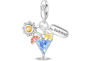 Aurevella Charms en Argent Sterling 925,Heart Voyage Papillon Beads, Cadeau de Noël pour Femme