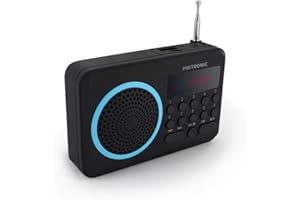 Metronic 477203 Radio portátil FM compacto con puerto USB + lector tarjeta Micro SD, negro/azul