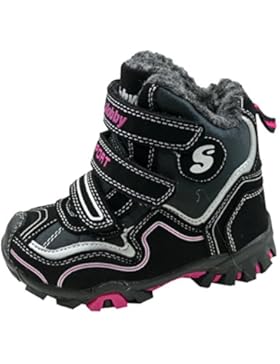 gibra Sneaker Stiefel für Kinder, Art. 5827, warm gefüttert, mit Klettverschluss, schwarz/pink, Gr. 24-35