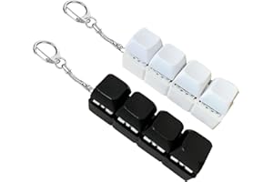 SRUMVOAT 2Pcs Keyboard Fidget Toy, Fidget Toys, Quality and Built to Last, Clicky Fidgets Toy, Portable Fidgets Keyboard 4 Buttons with Keychain, Fashionable Functional Gifts for Adults and Kids (Black+White)