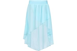 Yeahdor Kids Girls Basic Lyrical Ballet Dance Chiffon High-Low Wrap Skirts Studio Practice Performance Costume