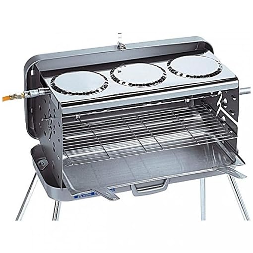BERGER Super Gasgrill Camping mit rostfreier Kochplatte Edelstahl
