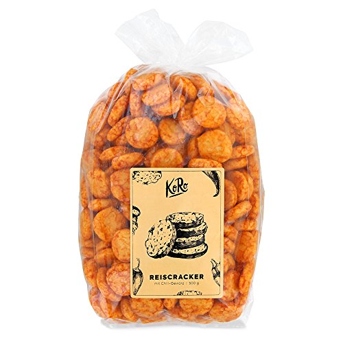 KoRo ● Reiscracker Mit Chili Gewürz ● 500 g ● Würziger Snack Auf Reisbasis ● Knabberspaß ● Snack (Chilli)