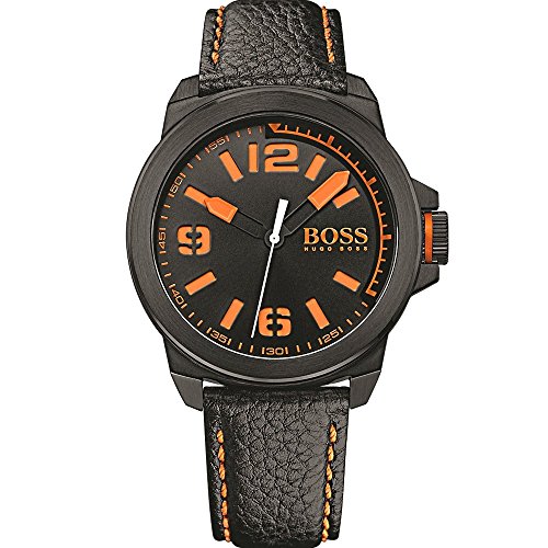 Boss Orange 1513152 New York Uhr Herrenuhr Lederarmband Edelstahl 30m Analog schwarz Boss Orange 1513152 New York Uhr Herrenuhr Lederarmband Edelstahl 30m Analog schwarz