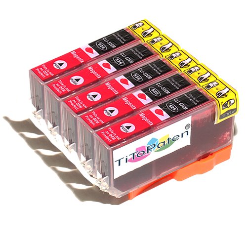 *TITOPATEN* - 5x Canon Pixma MG 5250 kompatible XL Druckerpatrone - Magenta - Patrone MIT CHIP !!!Hohe Laufleistung!!!