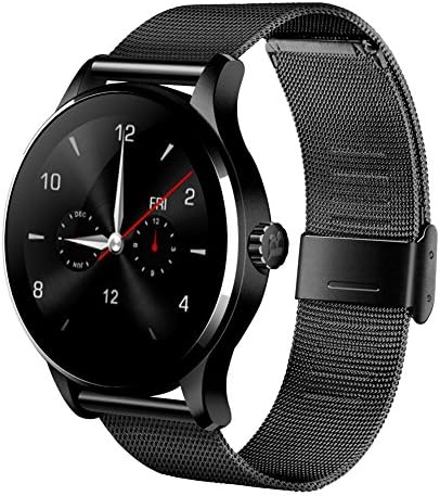 OOXLF Bluetooth Smart Watch Fitness Tracker (Pedometer, Heart Rate Monitor, Call/SMS Reminder, Sleep Monitor for) for Android IPhone , black steel strap