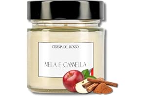 CERERIA DEL ROSSO Candela Profumata Cera di Soia 100% Naturale Aromaterapia Profumo Intenso Fino a 40 ore Idea Regalo Occasione Natale Made in Italy Varie Fragranze (Mela e Cannella)