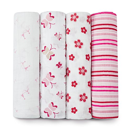 aden + anais Princess Posie Muslin Swaddle (4-Pack)