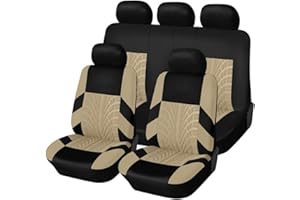 YoQIK Auto Ensembles Housses Siège pour Dacia Sandero Stepway 3.Gen 2.Gen 2012-2016 2017-2022 2023 2024 2025,Avant Arrière Coussins Couvre Respirant Imperméable Protections Accessoires,Beige-3