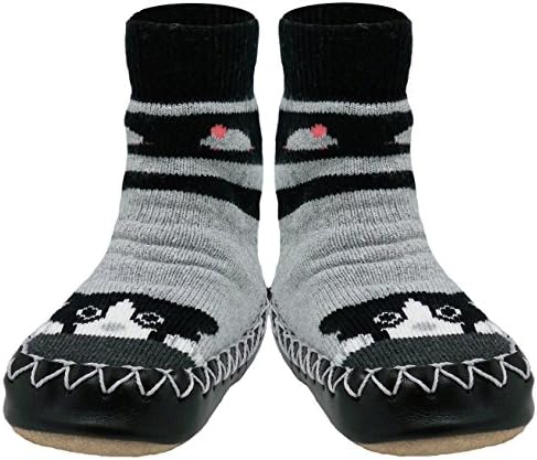 Konfetti Kitten and Mouse Kids Swedish Moccasins House Slippers Shoes - Boys and Girls Slipper Socks - Home Footwear for Toddlers, Pre-Schoolers and Children